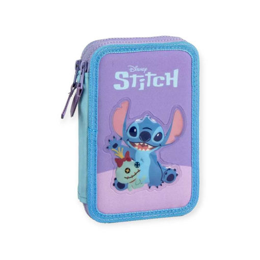 Picture of STITCH 2 ZIP FILLED PENCIL CASE